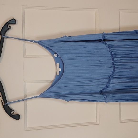 Vince Tiered Asymmetric Midi Satin Dress In Blue - Picture 5 of 12